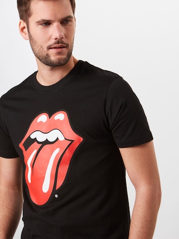 Mister Tee Shirt 'Rolling Stones Tongue' in Schwarz