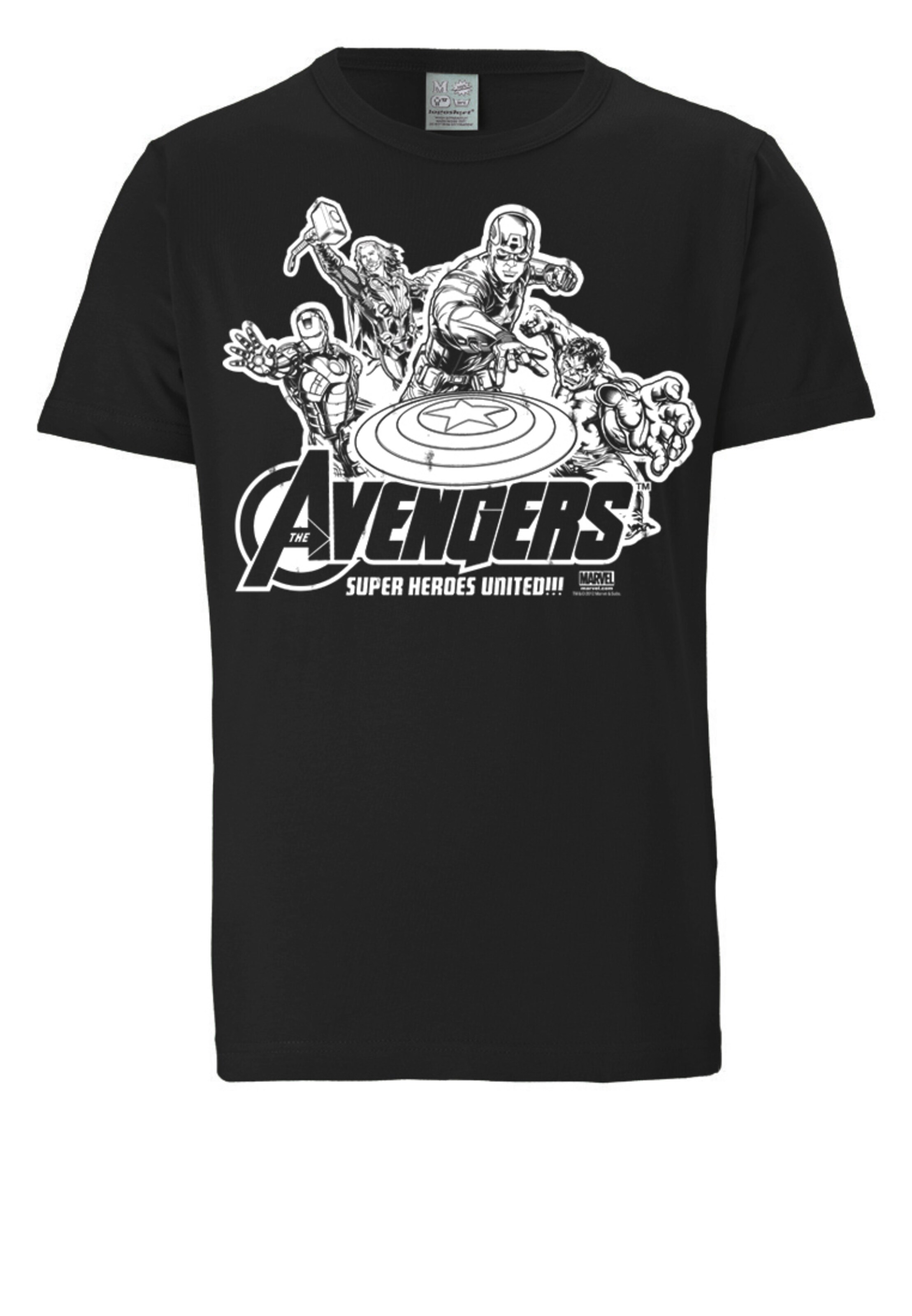 LOGOSHIRT Shirt 'Avengers' in Black: front