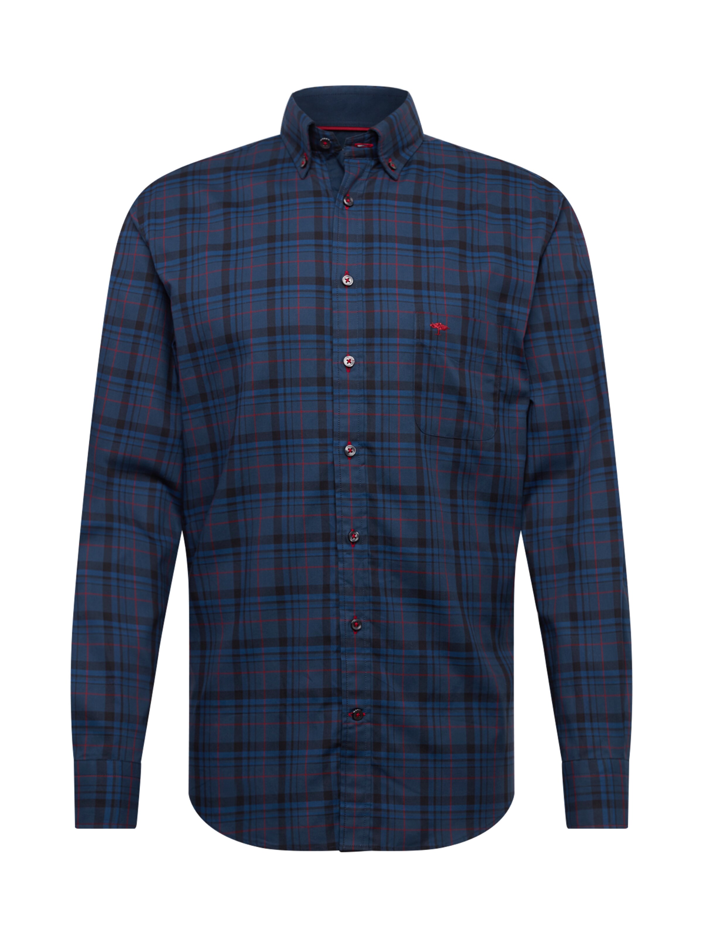 FYNCH-HATTON - Zakelijk overhemd 'Premium Oxford Check' in de kleur Navy