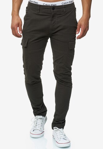 INDICODE JEANS Slimfit Cargobroek 'Mathews ' in Grijs: voorkant