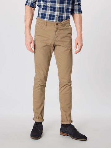 Coupe slim Pantalon chino 'JJIMarco JJBowie' JACK & JONES en beige : devant