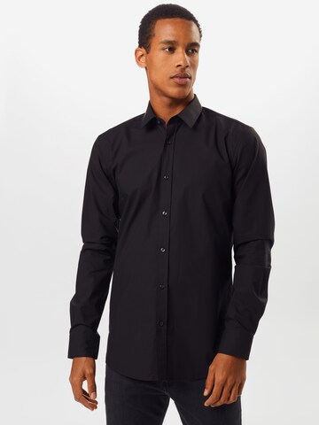 HUGO Slim fit Button Up Shirt 'Elisha 02' in Black: front