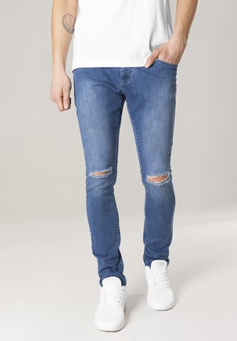 Urban Classics Skinny Džíny – modrá: přední strana