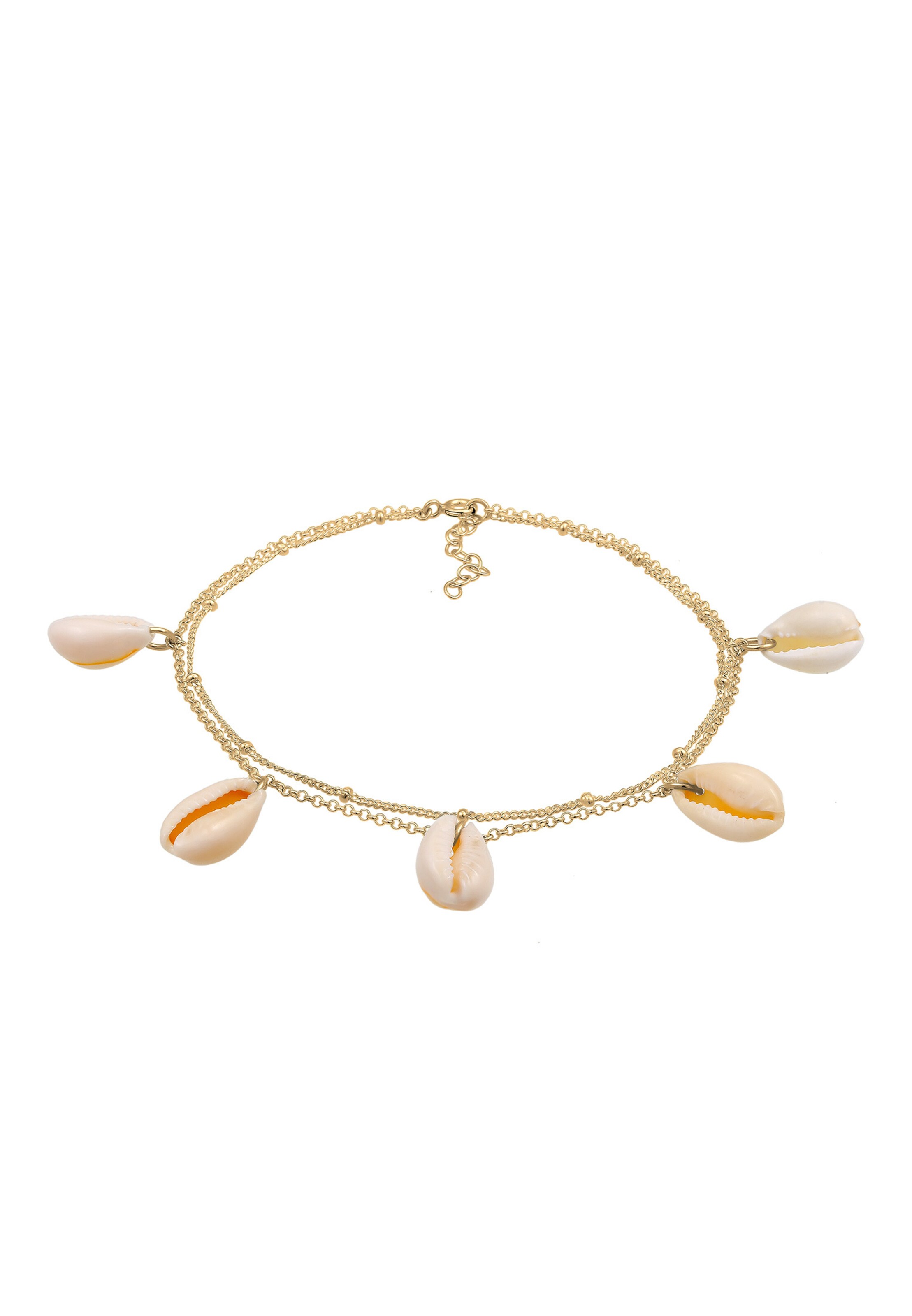 ELLI Fußschmuck Layer Muschel in Gold: Vorderseite