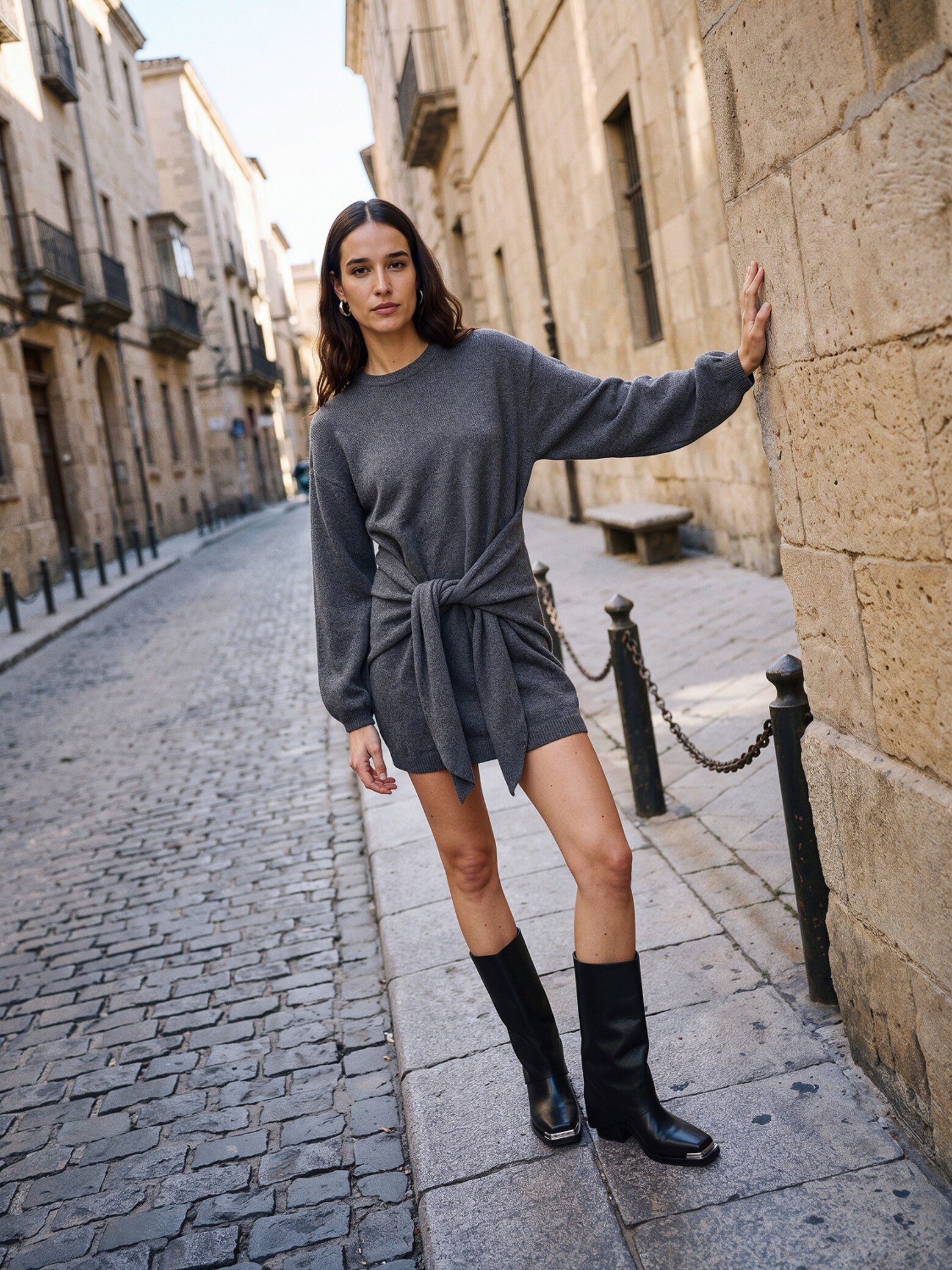 The AY Style Collective - Trendy Grey Knit Dress