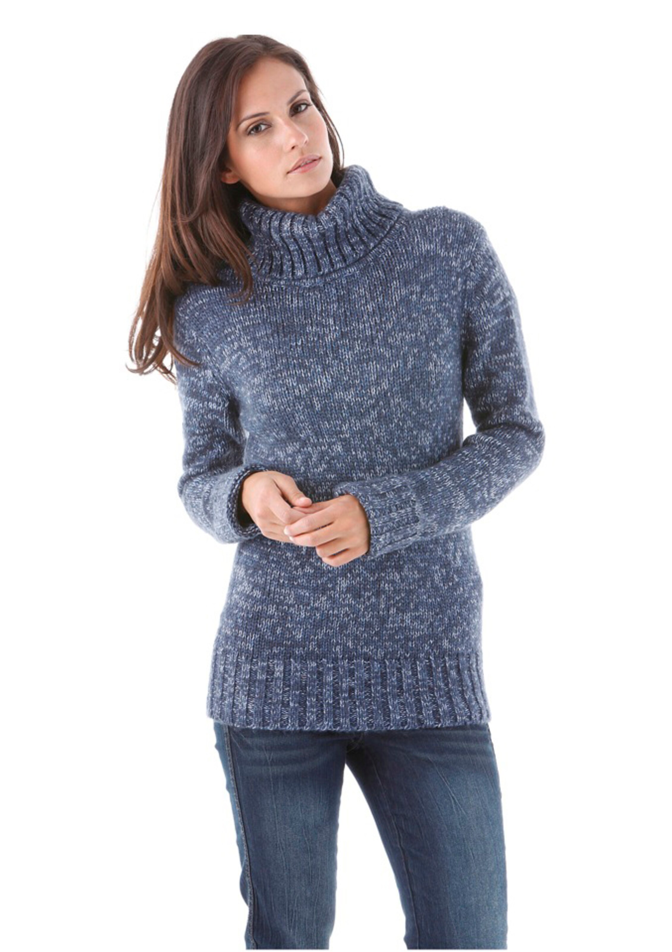 Aniston CASUAL Rollkragenpullover in Blau: Vorderseite
