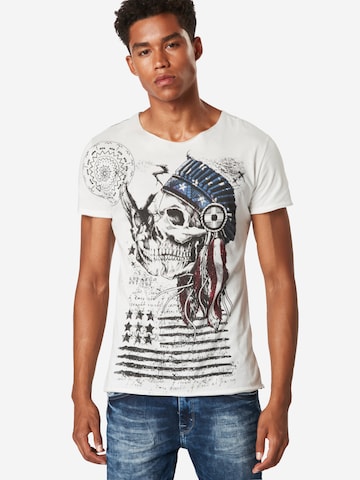 Key Largo Shirt 'Indian Skull' in Wit: voorkant