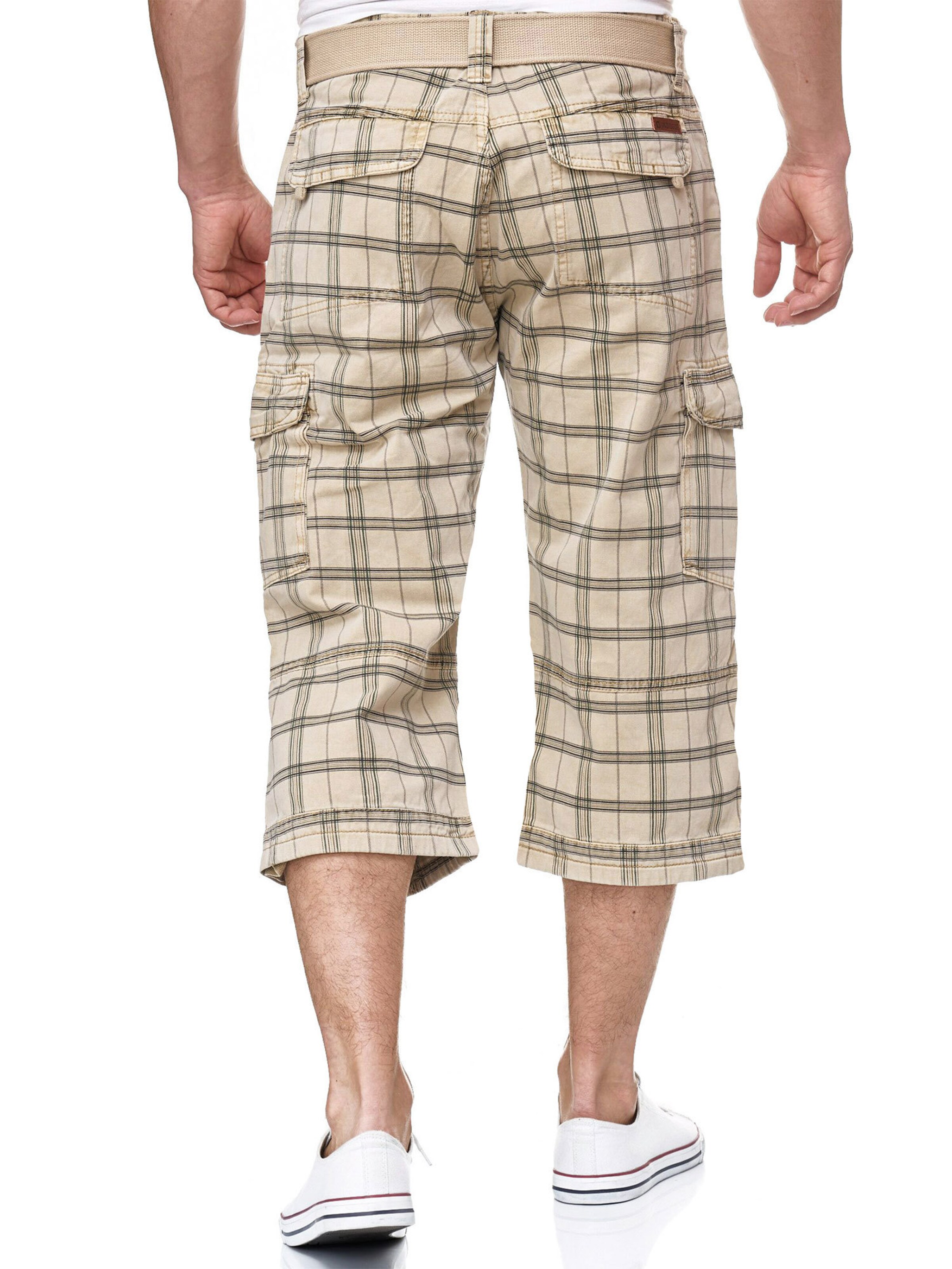 INDICODE JEANS Regular Cargo Pants 'Nicolas Check' in Beige