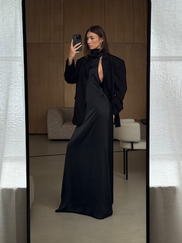 Black Silky Maxi Dress Look