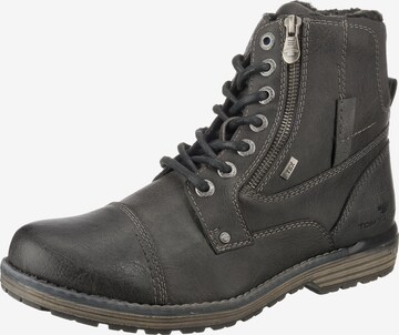 TOM TAILOR Lace-Up Boots in Grey: front