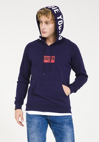 Sweat-shirt PLUS EIGHTEEN en bleu : devant