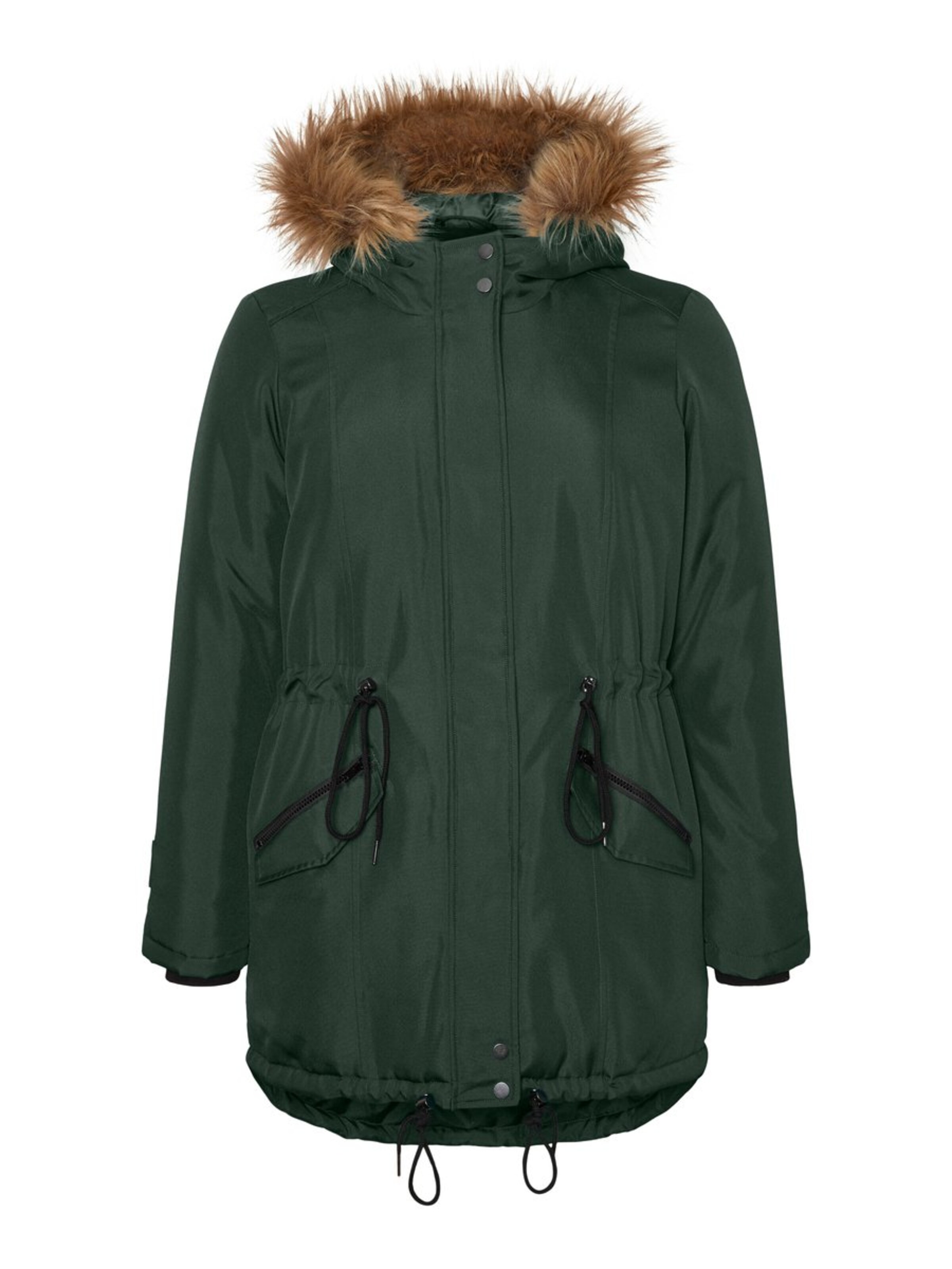 Junarose - Winterparka in de kleur Donkergroen