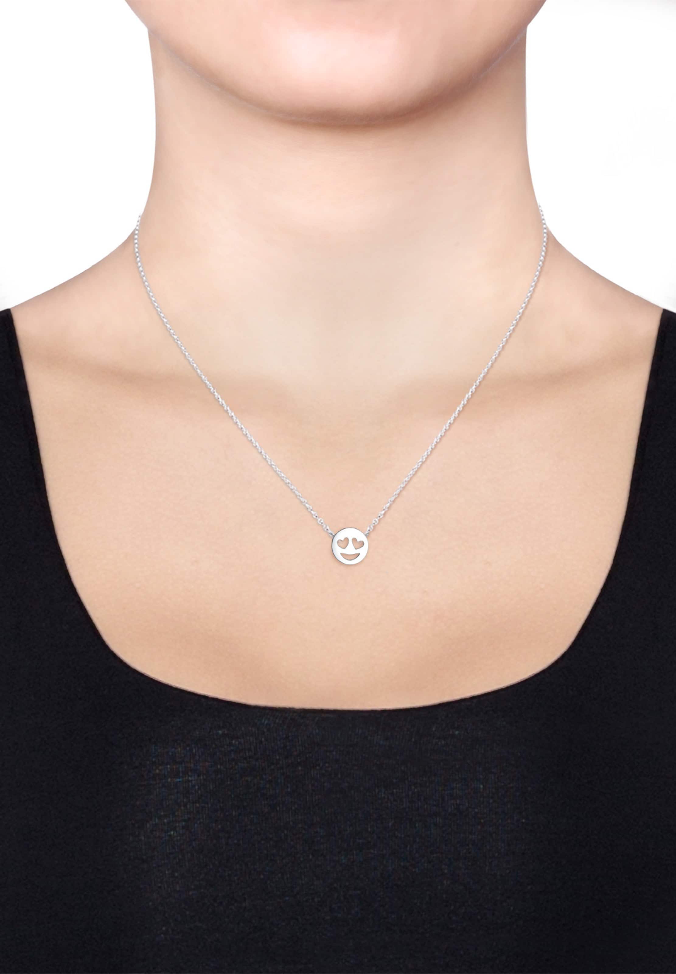 Frauen Schmuck ELLI Halskette Smiley Emoji in Silber - BW53011