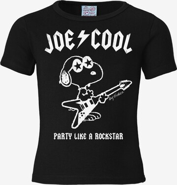 LOGOSHIRT Shirt 'Snoopy - Rockstar' in Black: front