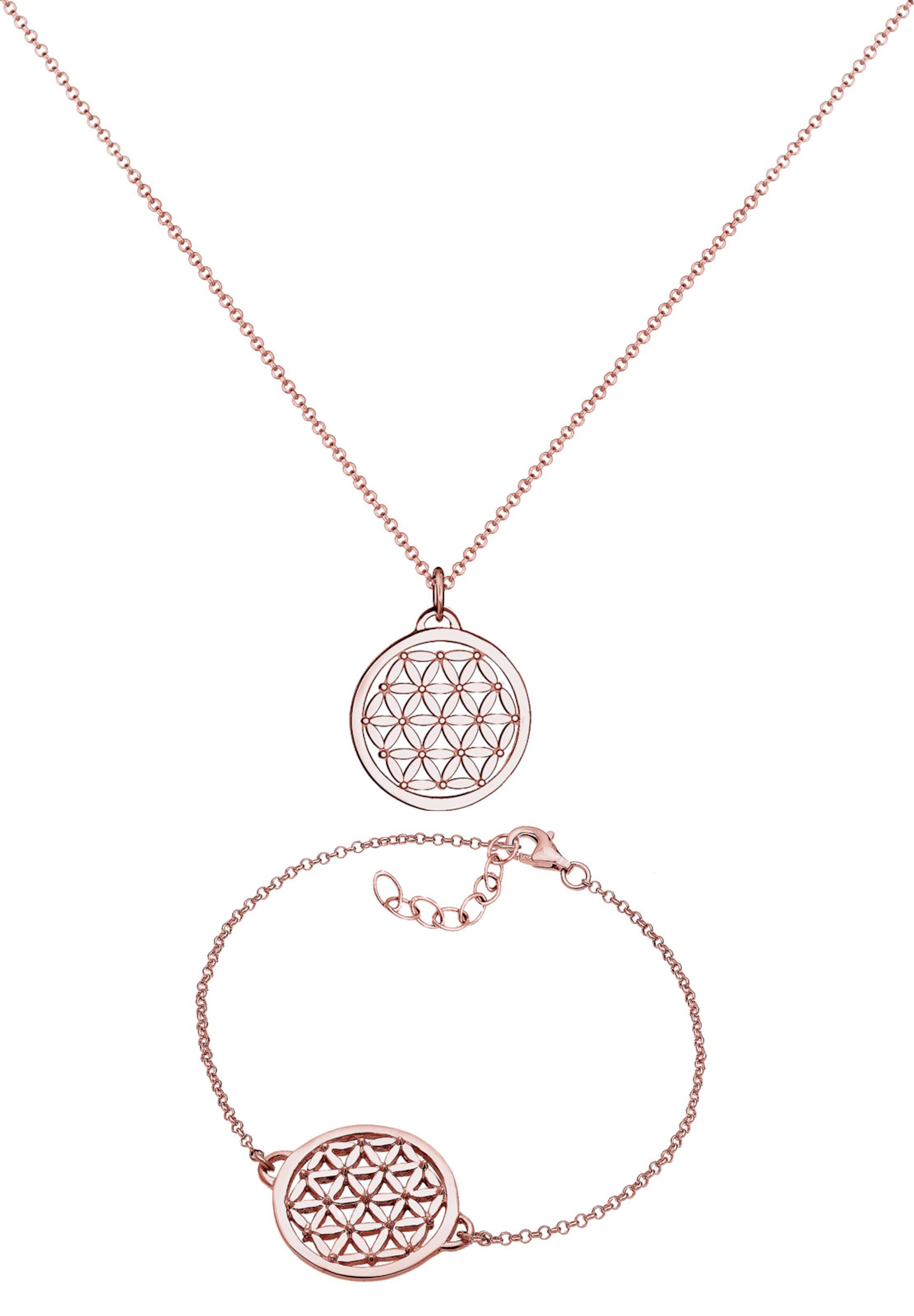 ELLI Schmuckset Lebensblume in Pink