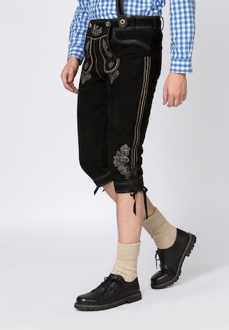 Regular Pantaloni tradiționali (Oktoberfest) 'Justin' de la STOCKERPOINT pe negru: față