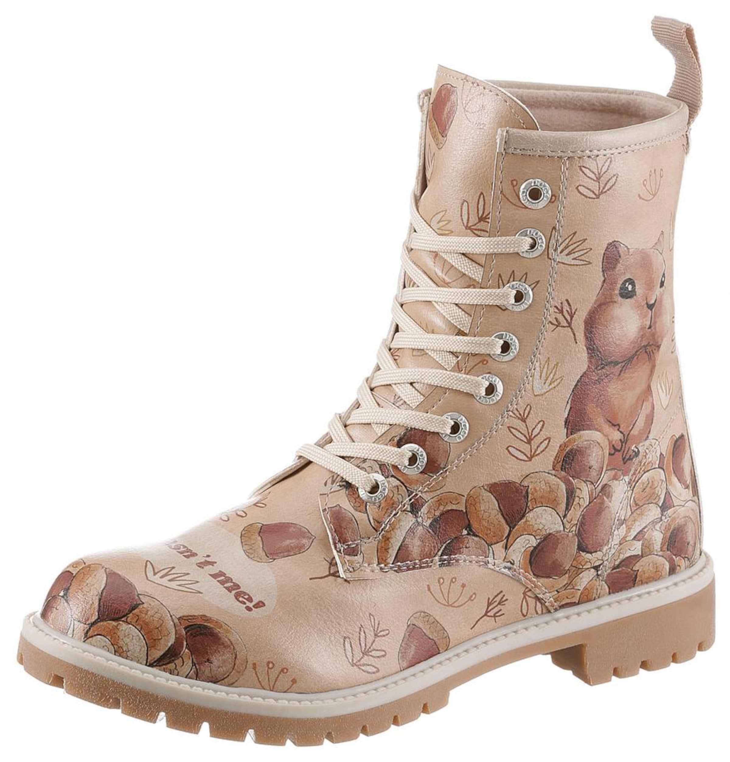 DOGO Lace-Up Ankle Boots 'It Wasn't Me' in Brown: front