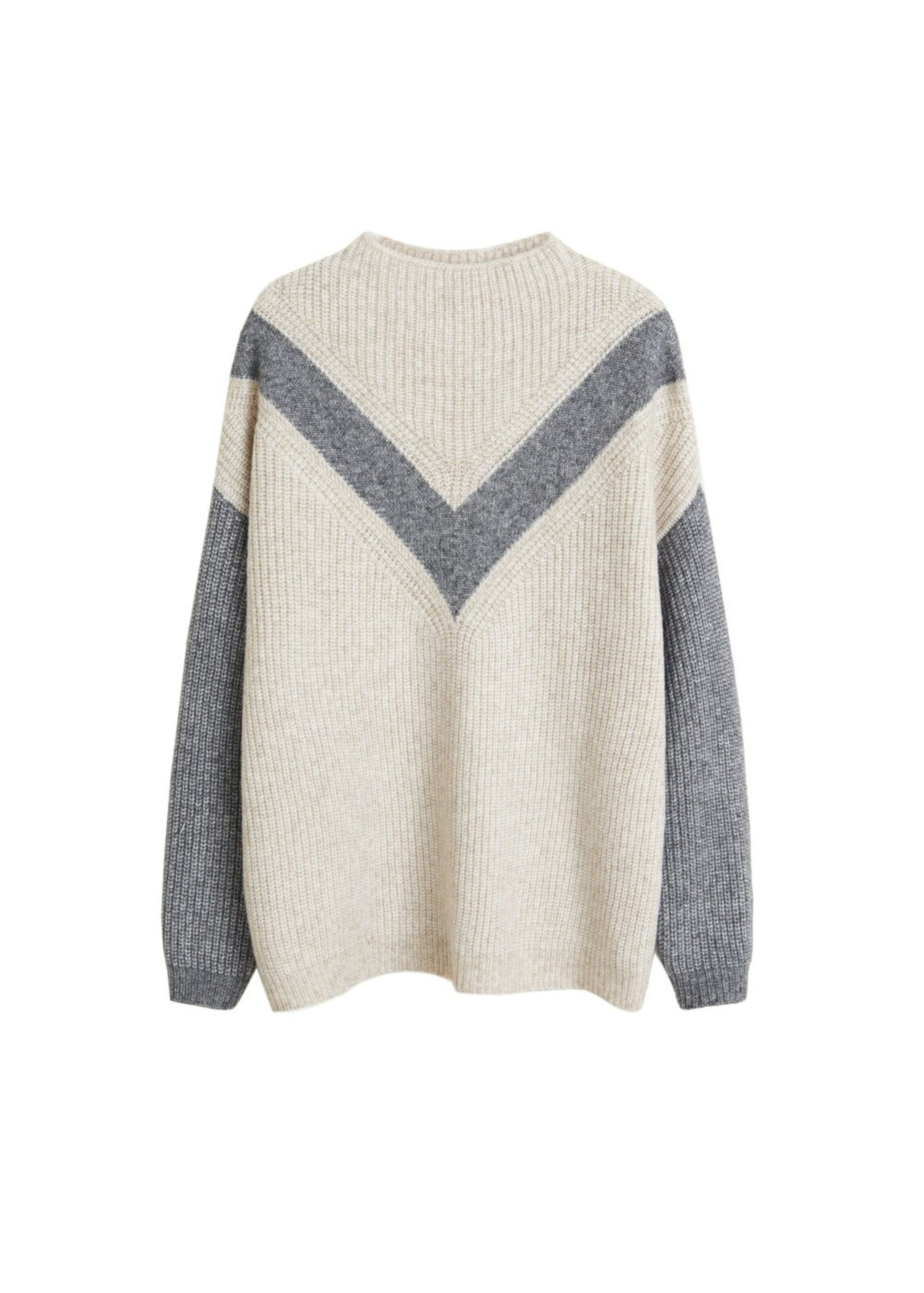 MANGO - Pullover 'Blocky' in hellgrau