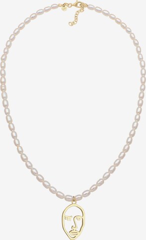 ELLI PREMIUM Necklace 'Gesicht' in White: front