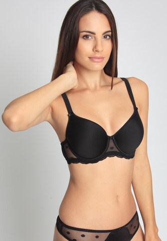 sassa T-Shirt Spacer-BH 'DOTTED MESH' in Schwarz: Vorderseite