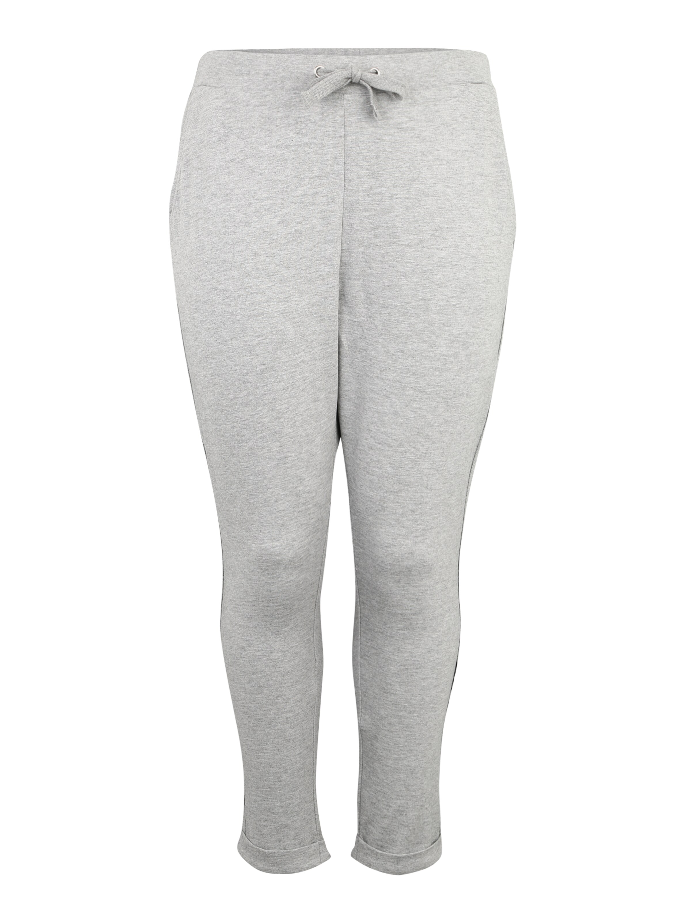 Urban Classics Curvy - Broek 'Open Edge Terry Turn Up Pants' in de kleur Grijs gemêleerd