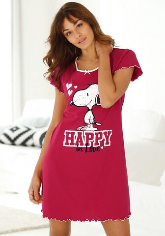 Camicia da notte di PEANUTS in rosso: frontale