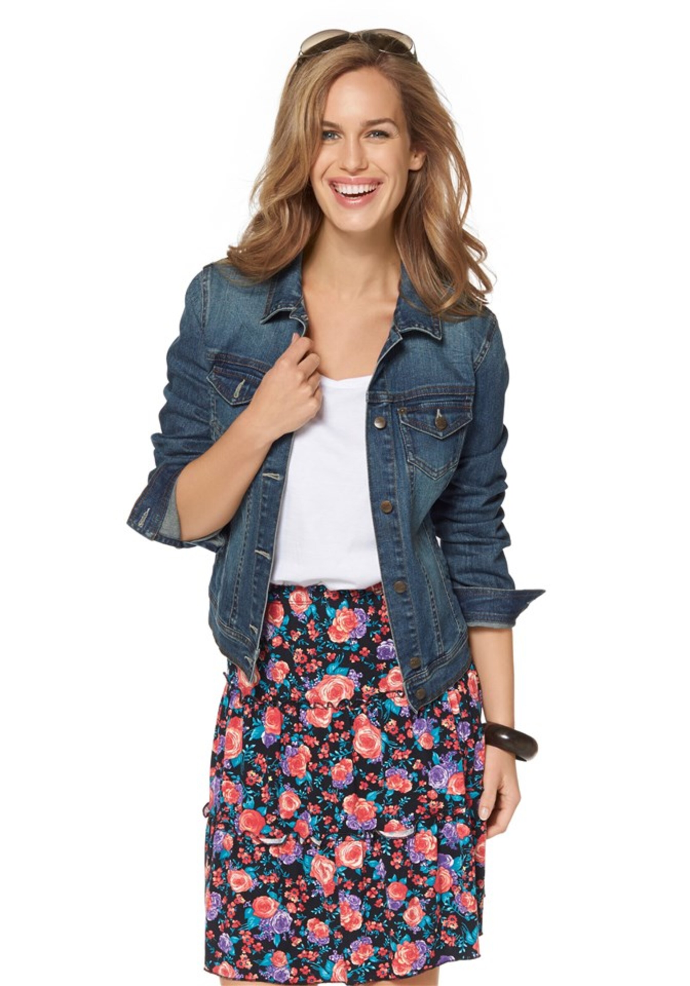 CHEER Between-Season Jacket in Blue: front