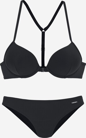 BRUNO BANANI Push-up Bikini in Black: front