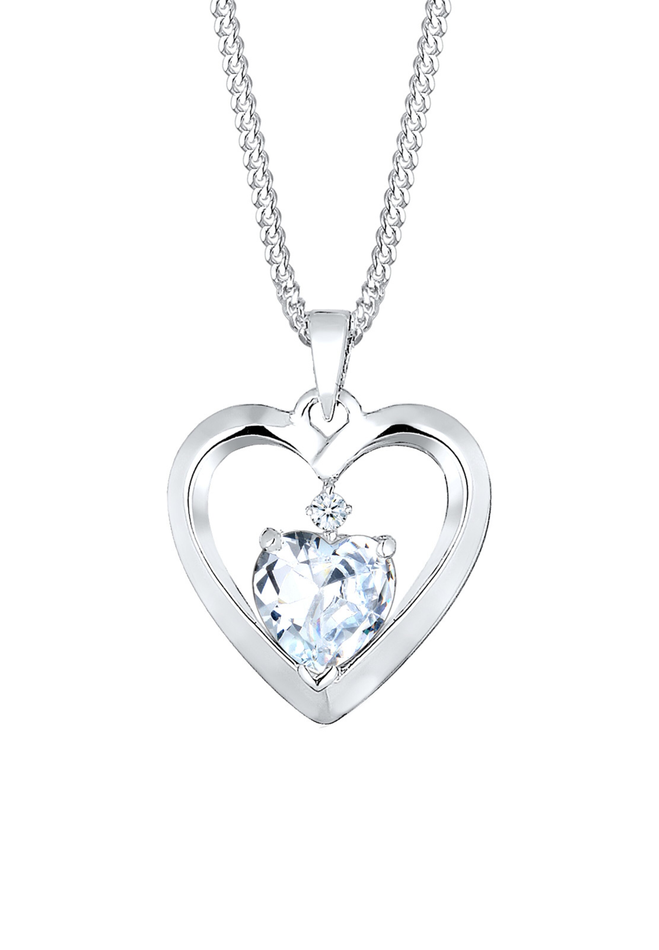Elli DIAMONDS Ketting 'Herz' in Zilver
