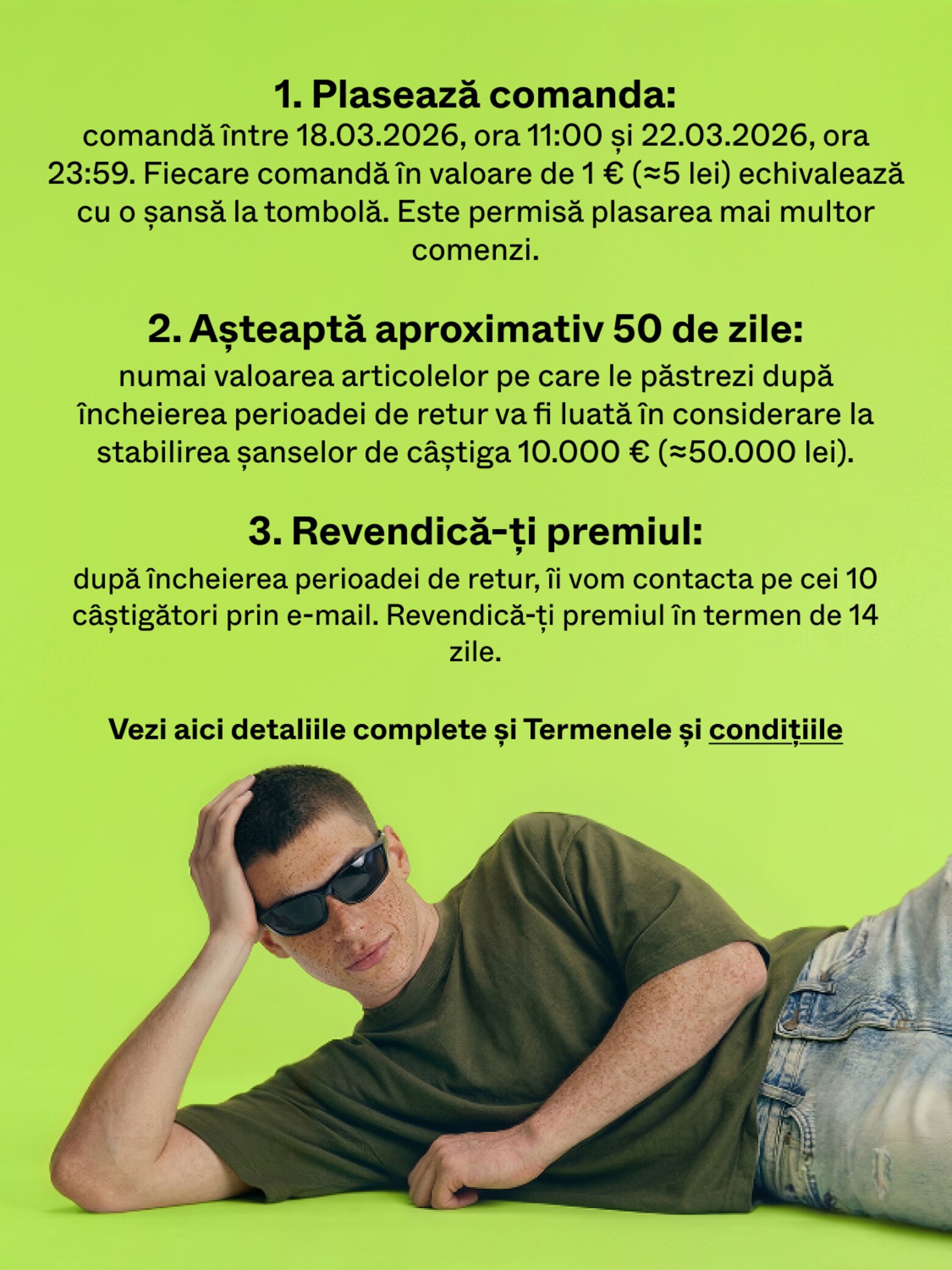 Cumpără acum și asigură-ți șansa de a primi unul dintre cele 10 solduri de cumpărături Câștigă un sold de cumpărături de ≈50.000 lei