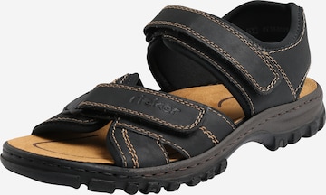 Rieker Hiking Sandals in Black: front