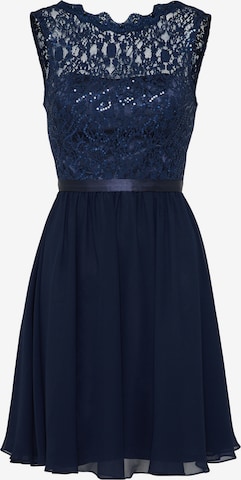 Robe de cocktail Laona en bleu : devant