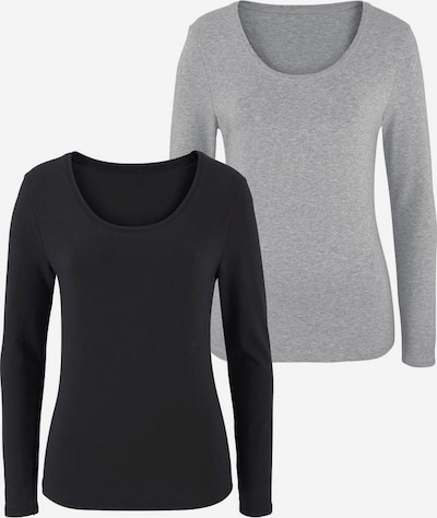 VIVANCE Langarmshirts (2 Stück) aus Baumwoll-Stretch in grau / schwarz, Produktansicht