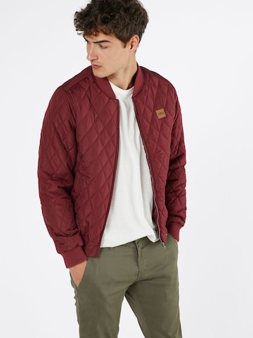 Urban Classics Between-Season Jacket 'Diamond Quilt' in Red: front