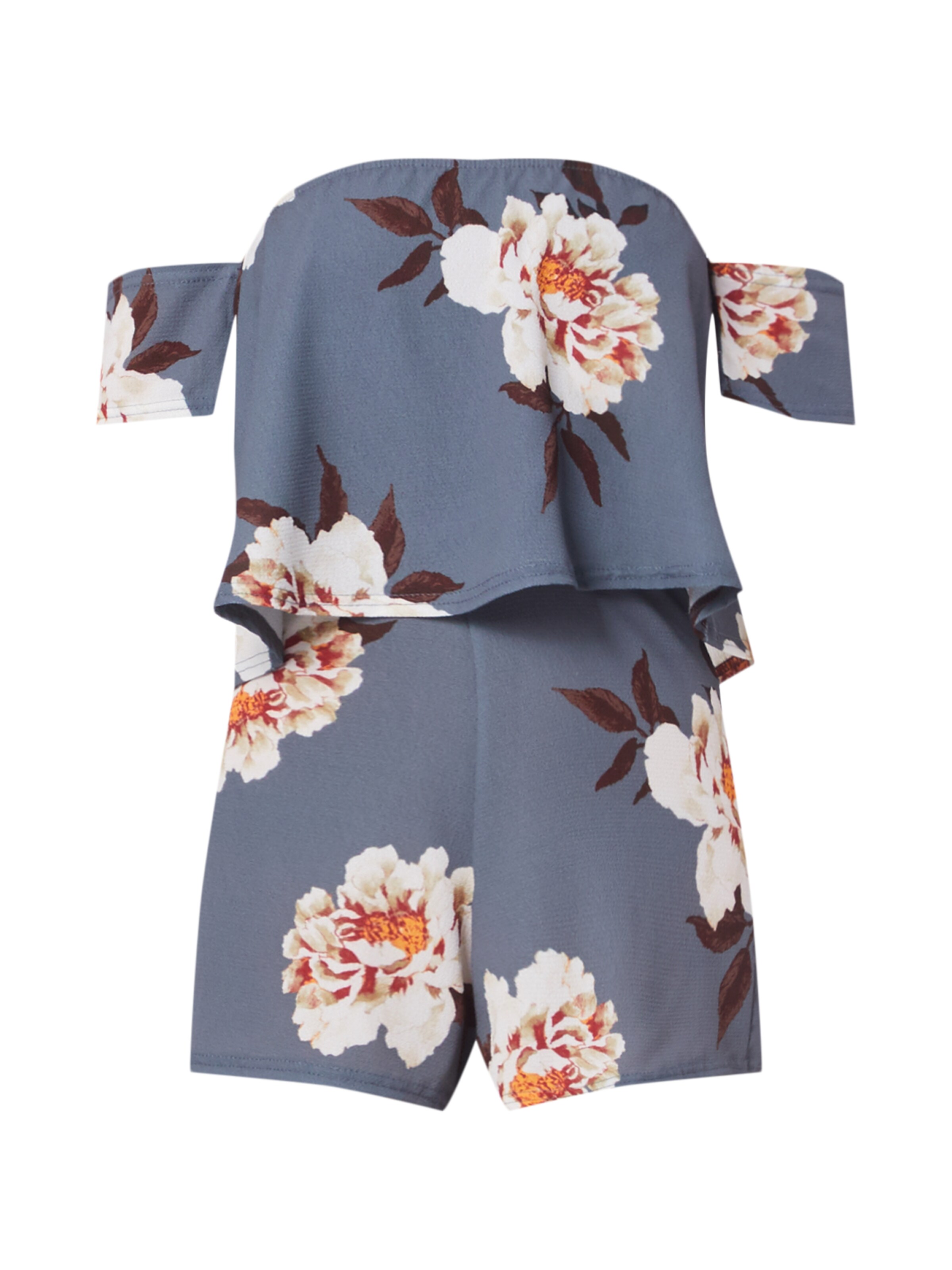 Missguided - Overall 'GREY FLORAL BARDOT PLAYSUIT' in grau