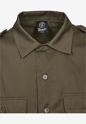 Brandit Comfort fit Button Up Shirt in Green