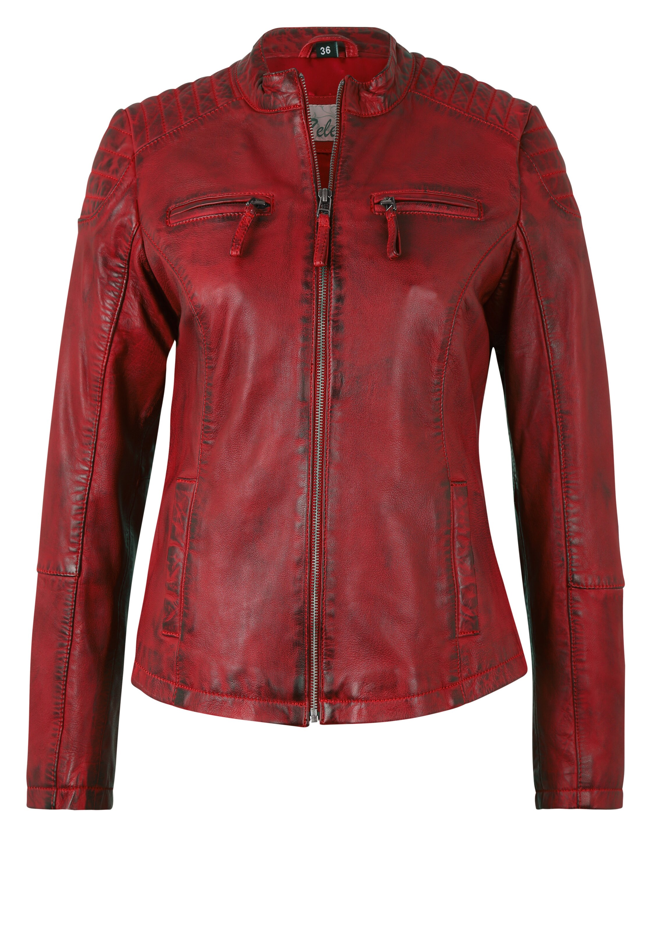 7ELEVEN Lederjacke in Rot: Vorderseite