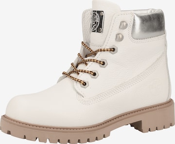 Darkwood Lace-Up Ankle Boots in White: front