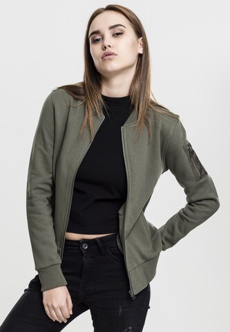 Urban Classics Sweatvest in Groen: voorkant