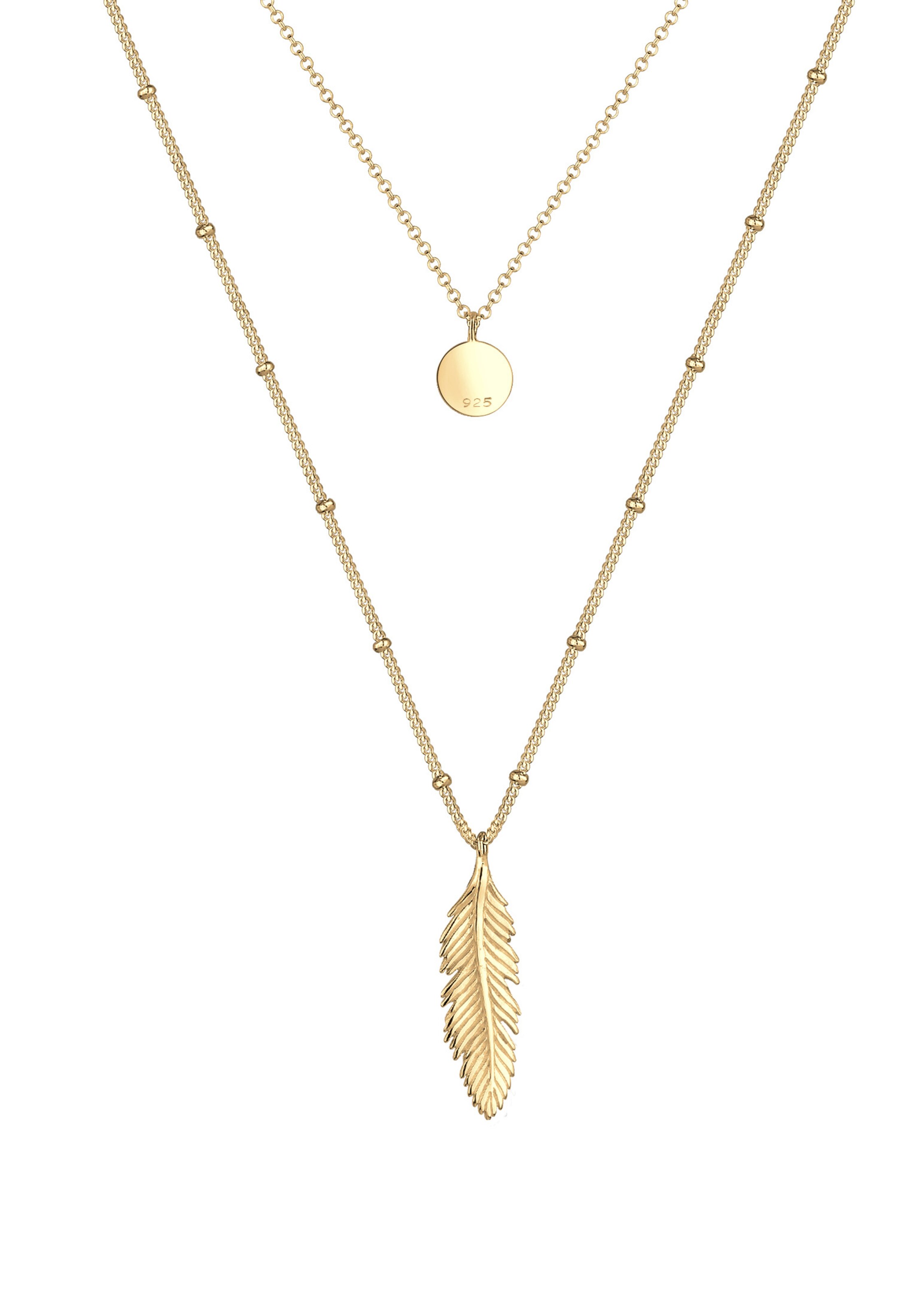 ELLI Layer Halskette 'Feder' in Gold