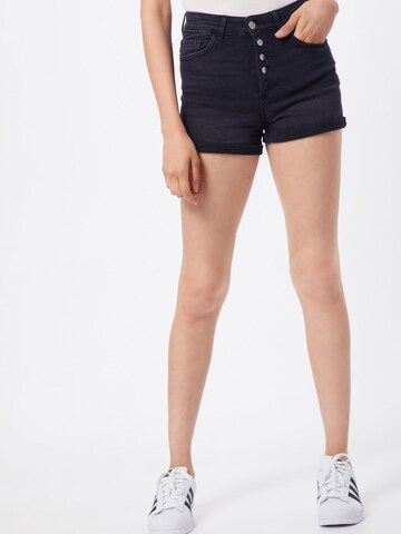 ONLY - Regular Calças de ganga 'ONLHUSH HW BUTTON SHORTS BOX' em preto: frente