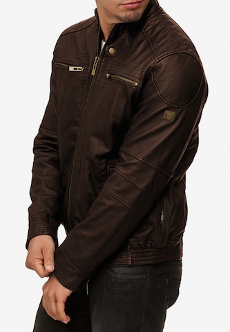 INDICODE JEANS Lederjacke 'Germo' in Braun