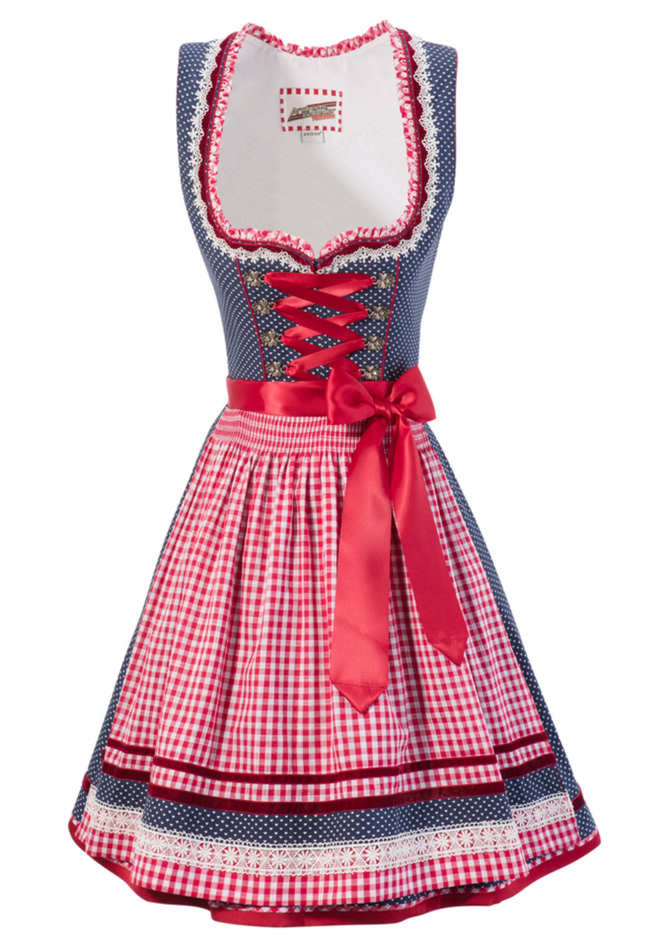 Andreas Gabalier Kollektion - Dirndl kurz mit Karoschürze in blau