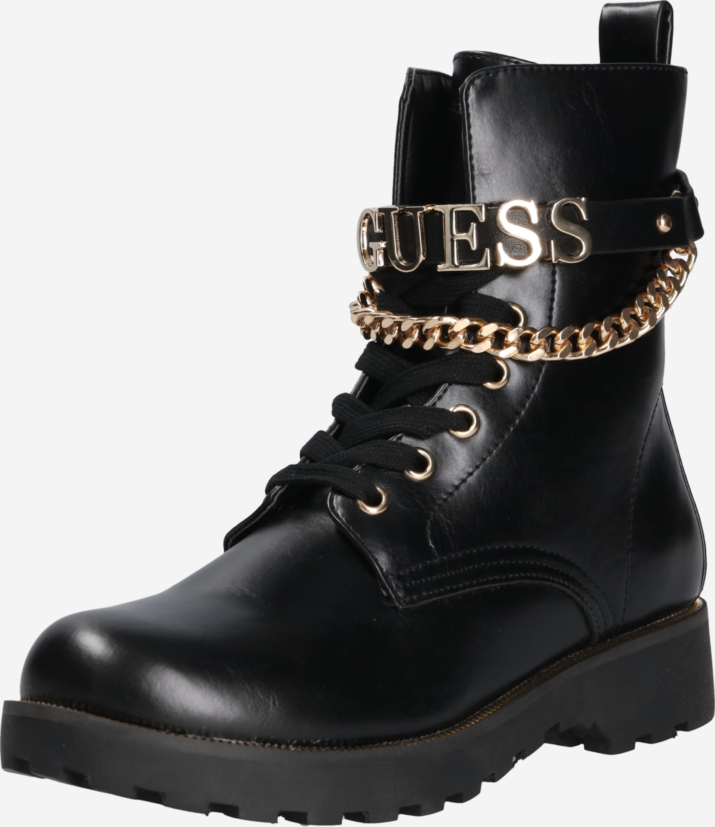 Meerdere strottenhoofd wasserette GUESS Lace-Up Ankle Boots 'NINA' in Black | ABOUT YOU