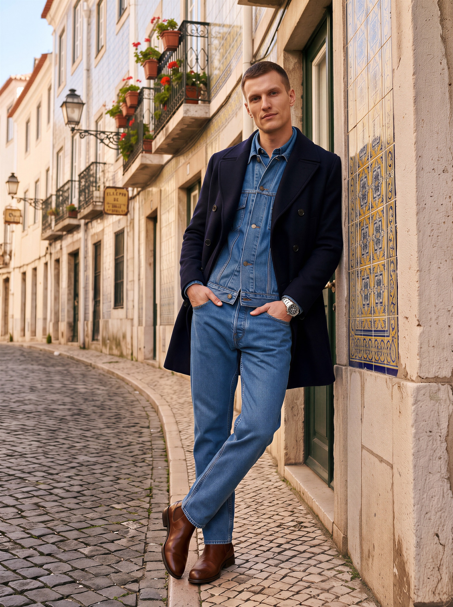 The AY Style Edit - Navy Coat Denim Mix Look