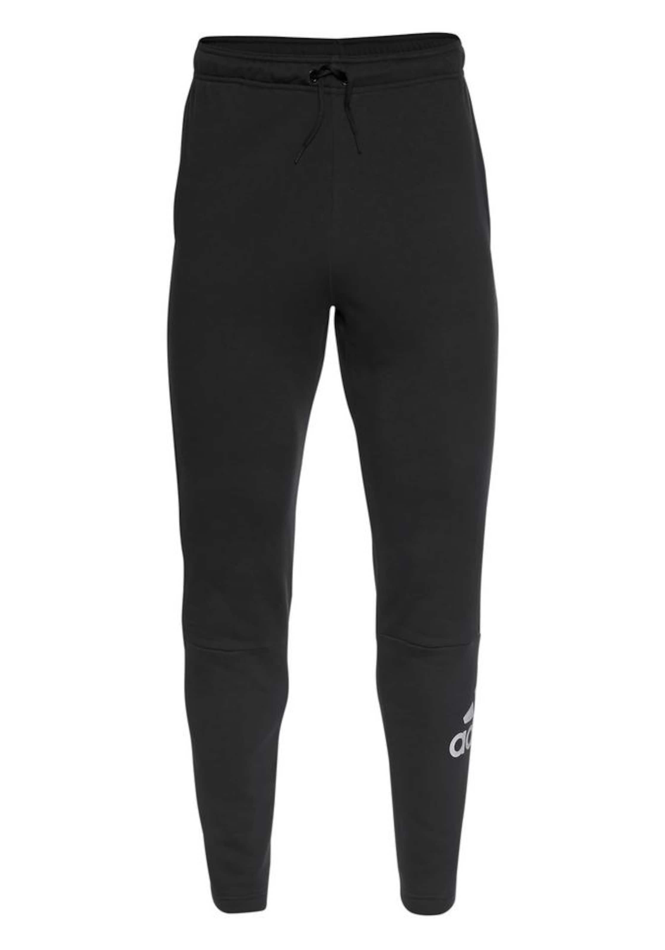 ADIDAS PERFORMANCE Tapered Workout Pants in Black: front