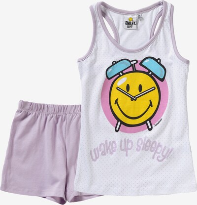 SMILEY Schlafanzug in hellblau / limone / lila / pink / weiß, Produktansicht