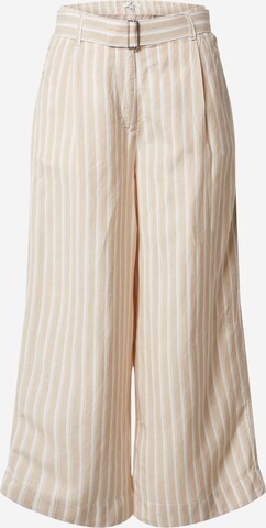 TOM TAILOR Wide leg Bandplooibroek in Beige: voorkant