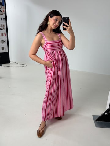 Pink Striped Dress Look