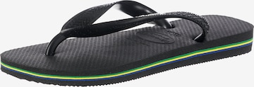 HAVAIANAS T-Bar Sandals 'Brasil Logo' in Black: front